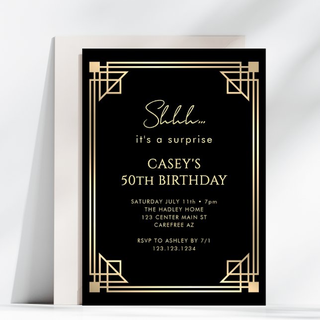 Art Deco Surprise 50th Birthday Invitation (Creator Uploaded)