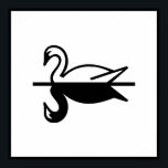 Art Deco Swan Poster<br><div class="desc">This Art Deco poster has a graceful and elegant swan in black and white with a black border. This actually goes with items in the Parisian Deco category of Wedding Themes at Ladiebug. I have a weakness for Art Deco and wanted it.</div>
