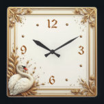 Art Deco Swan Square Wall Clock<br><div class="desc">Great clock design. You will love it like others. Be free to use this design for other product you like or to customize and add your text. Follow me for more. Thank you. Have a nice day.</div>