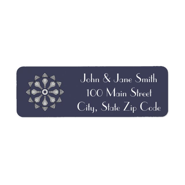 Art déco Swanky en bleu Adresse de retour (Devant)