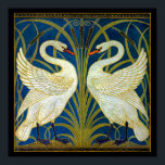 Art Deco Swans Poster<br><div class="desc">Pair of art deco swans in the reeds and water.</div>