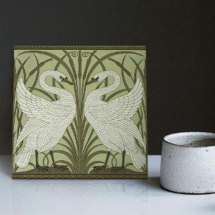 Art Deco Swans Wall Decor Art Nouveau Swan Tile