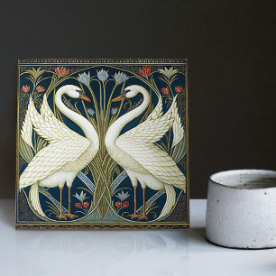 Art Deco Swans Wall Decor Art Nouveau Swan Tile