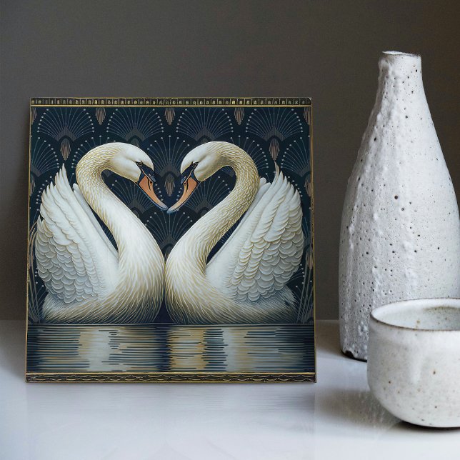 Art Deco Swans Wall Decor Art Nouveau Swan Tile (Creator Uploaded)