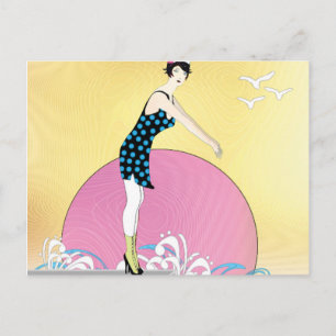 Art Deco Sweet Swimmer Lady Postcard