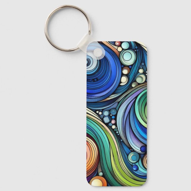 Art Deco Swirl Abstract  Keychain (Front)