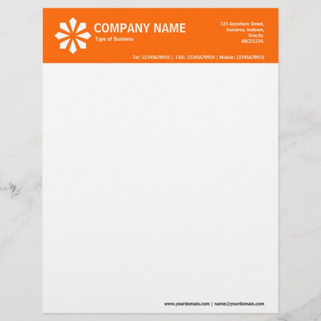 Art Deco Symbol 2in Colour Header - Orange Letterhead (Front)