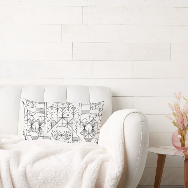 Art Deco Symmetry Lines Throw Pillow (Couch)