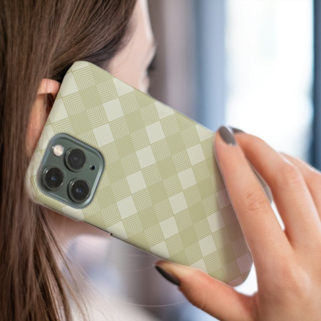 Art Deco Tan Diamonds Circuit Pattern iPhone 15 Case (Creator Uploaded)