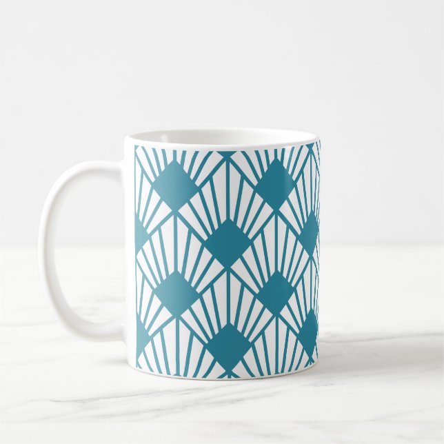 Art Deco Teal Fans  Coffee Mug (Left)