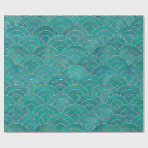 Art Deco Teal & Gold Decoupage Tissue Paper