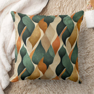 Art Deco Teal & Gold Geometric Pattern (4) Throw Pillow