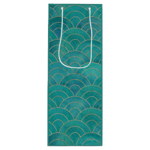 Art Deco Teal & Gold  Wine Gift Bag