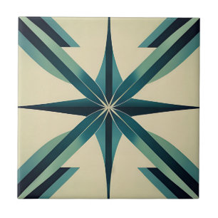Art Deco Teal Star Tile