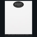 Art Deco Text on Black Wood Oval Logo Letterhead<br><div class="desc">An elegant art deco type treatment creates a beautiful identity for your business or personal brand on this personalized letterhead. The black wood details add warmth and personality. Art and design © 1201AM Design Studio | www.1201am.com</div>