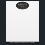 Art Deco Text on Black Wood Oval Logo Letterhead<br><div class="desc">An elegant art deco type treatment creates a beautiful identity for your business or personal brand on this personalized letterhead. The black wood details add warmth and personality. Art and design © 1201AM Design Studio | www.1201am.com</div>