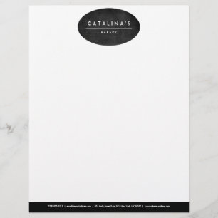 Art Deco Text on Black Wood Oval Logo Letterhead
