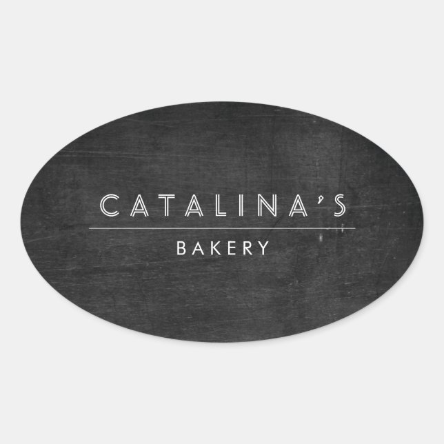 Art Deco Text on Black Wood Oval Sticker (Front)