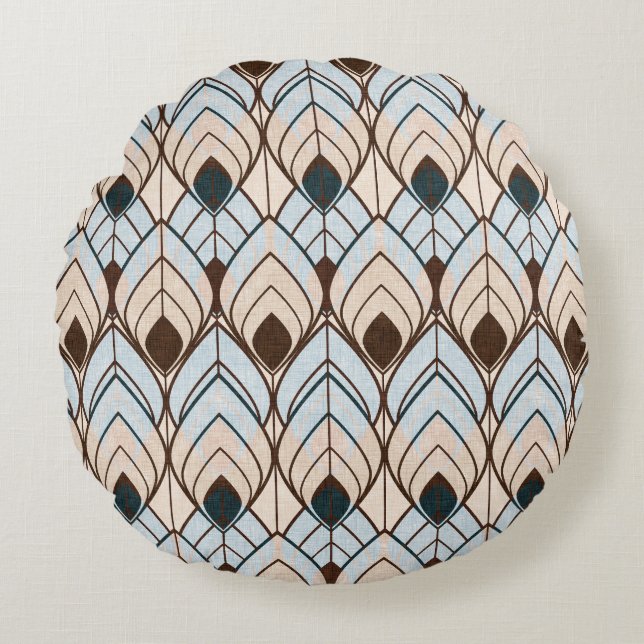 Art Deco: Textured Seamless Ornament. Round Pillow (Front)