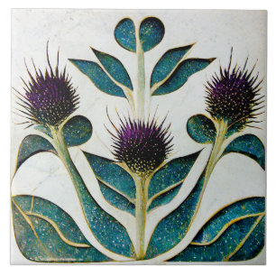 Art Deco Thistle Wall Decor Art Nouveau Tile