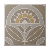 Art Deco Tile Floral (evergreen fog)