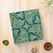 Art Deco Tile Floral. Green, Blue and Gold