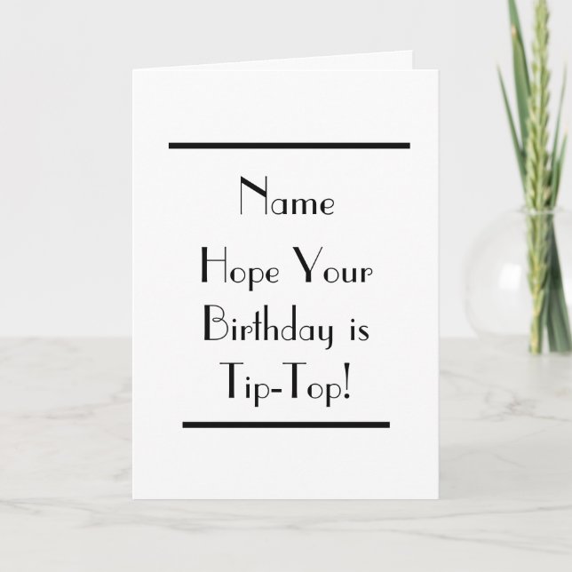 Art Deco Tip Top Birthday Card (Front)