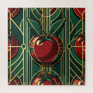 Art Deco Tomato Pattern Jigsaw Puzzle