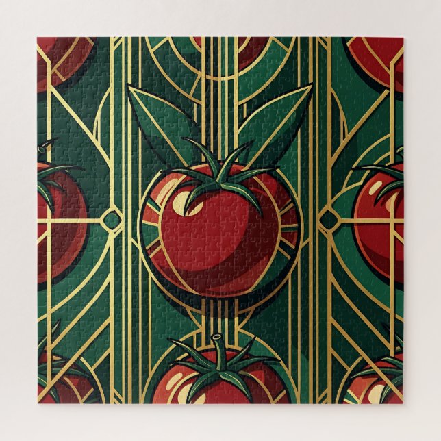 Art Deco Tomato Pattern Jigsaw Puzzle (Vertical)