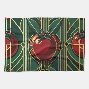Art Deco Tomato Pattern Kitchen Towel