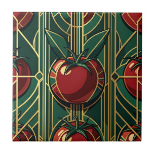 Art Deco Tomato Pattern Tile