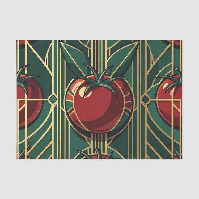 Art Deco Tomato Pattern Tissue Paper (Front)