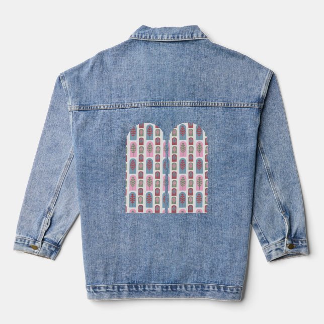 Art Deco Trees  Denim Jacket (Back)