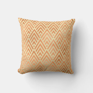 Art Deco Triangle Geometry Warm Gold Copper Yellow Throw Pillow
