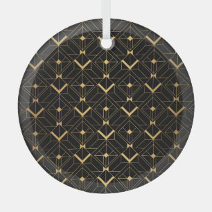 Art Deco Triangle: Luxury Pattern. Glass Ornament