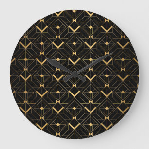 Art Deco Triangle: Luxury Pattern. Large Clock
