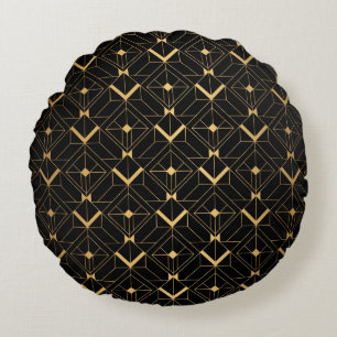 Art Deco Triangle: Luxury Pattern. Round Pillow