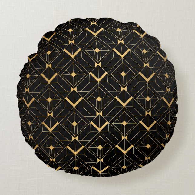 Art Deco Triangle: Luxury Pattern. Round Pillow (Front)
