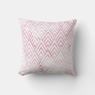 Art Deco Tribal Pink White Geometry Marble Stone Throw Pillow