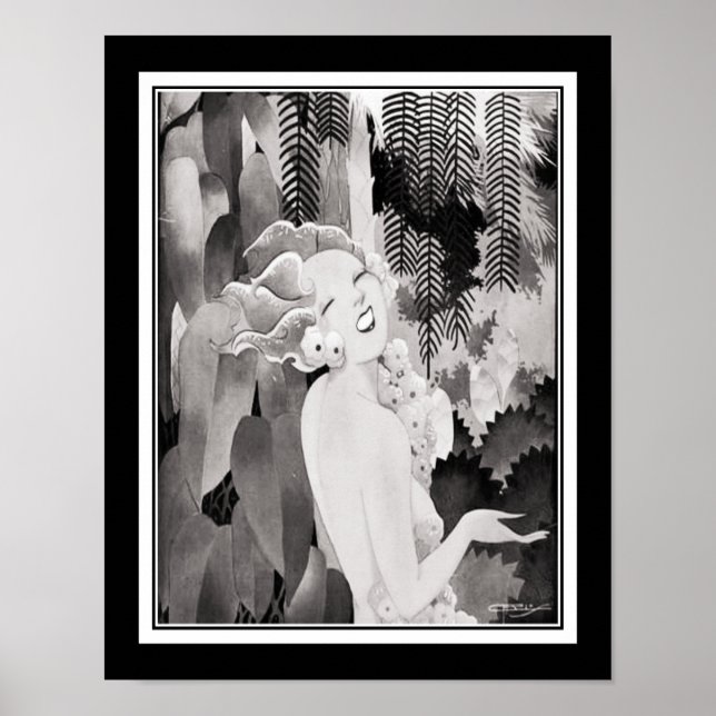 Art Deco Tropical Girl Poster (Front)