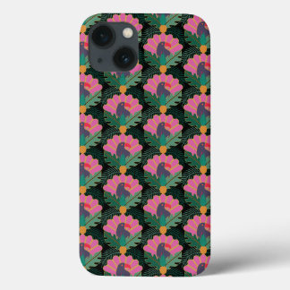 Art Deco Tropical Toucans & Pineapples iPhone 13 Case