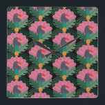 Art Deco Tropical Toucans & Pineapples Square Wall Clock<br><div class="desc">Keep time in tropical style with this exotic toucan and pineapple patterned clock—perfect for bright, bold interiors.</div>
