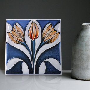 Art Deco Tulip Floral Wall Decor Art Nouveau Tile