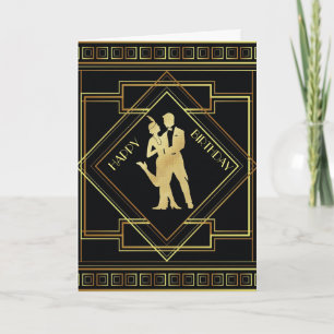 Art Deco twenties flapper era birthday Card