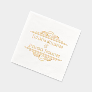 Art Deco Two Name #3 Wedding Couple Foil Napkins