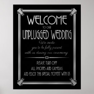 Art Deco unplugged wedding GATSBY print silver