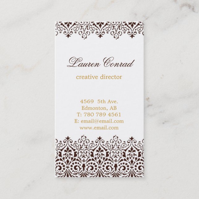 Art Deco Vertical Business Card with Monogram (Front)