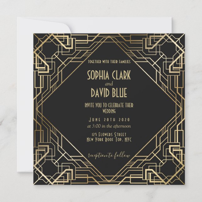 Art Deco Vintage 20s Wedding Invitation (Front)