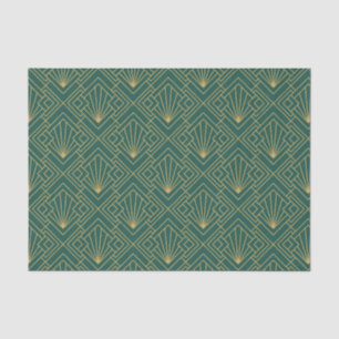 Art Deco Vintage Abstract Geometric Green and Gold Tissue Paper