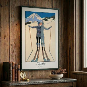 Art Déco vintage, Amants dans la neige par George 